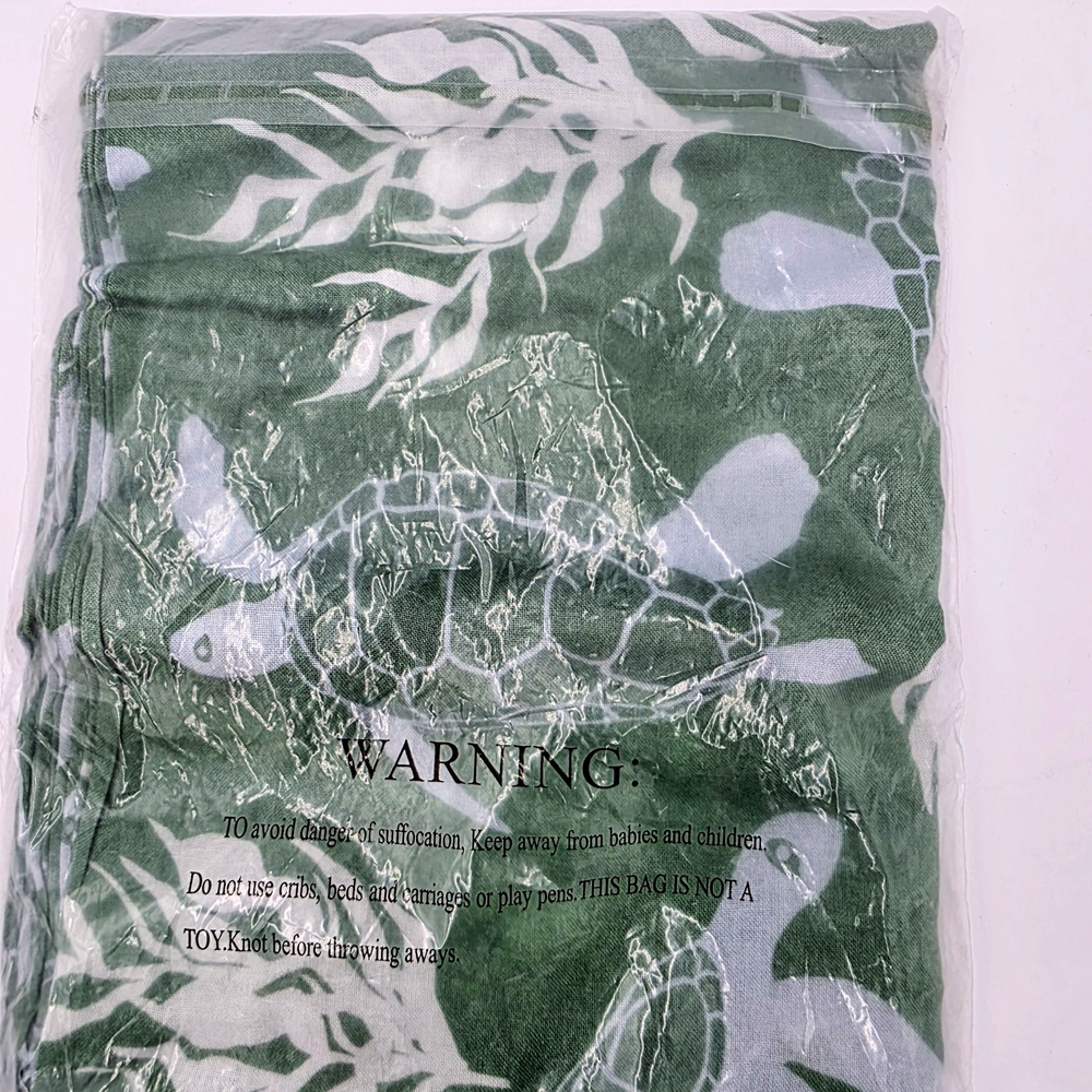 Fused Hawaii Pareo Sarong Green Sea Turtle Print Cover‎ Up Swim Beach Wrap NWT - Picture 5 of 8